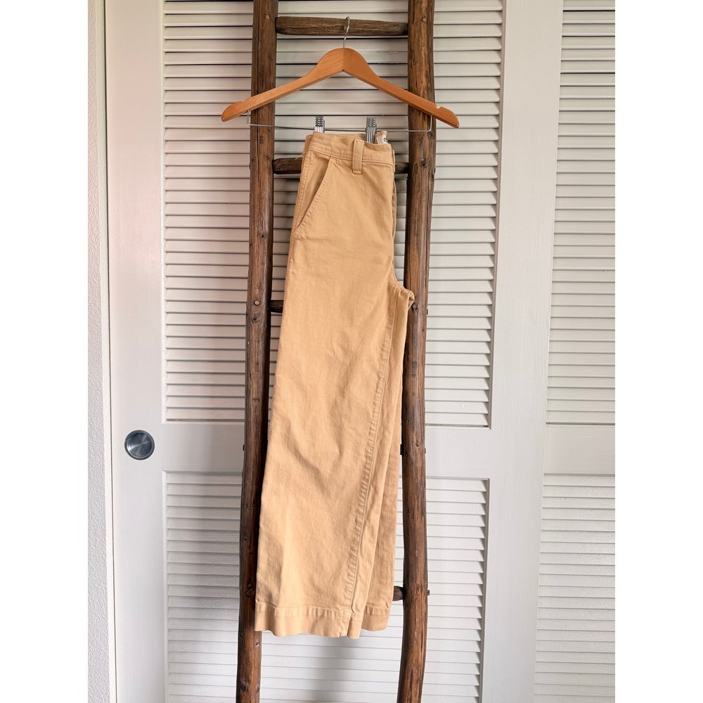Madewell Women Tan Wide Leg Crop Pants Size 23 Cotton Blend